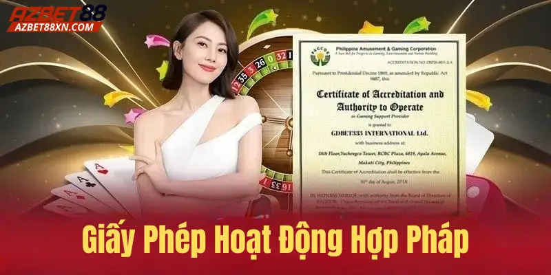 Giấy phép hoạt động của Azbet88